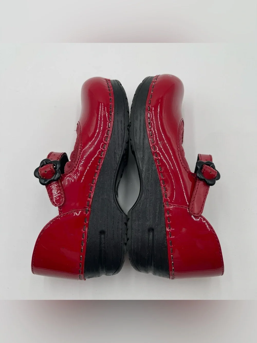 Dansko Girls Red Patent Leather Mary Janes Clogs Shoes Buckle Kids 31 US 12.5-13